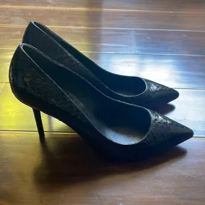 PAIGE Olivia Genuine Snakeskin Pump In Black Metallic- Size 9