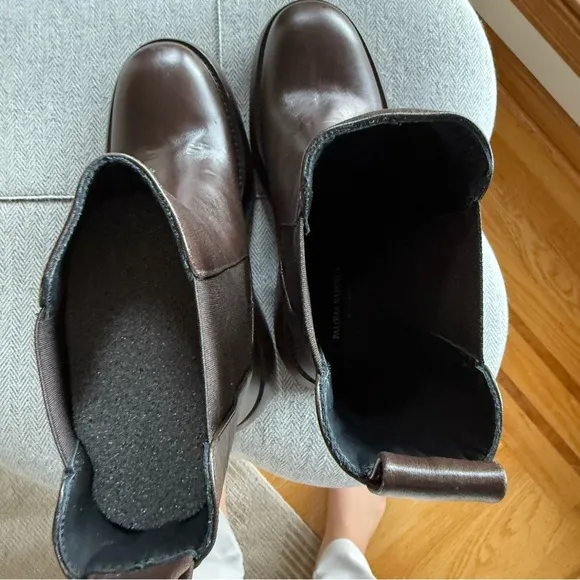 PALOMA BARCELÓ - Brown Leather Platform Chelsea Boots