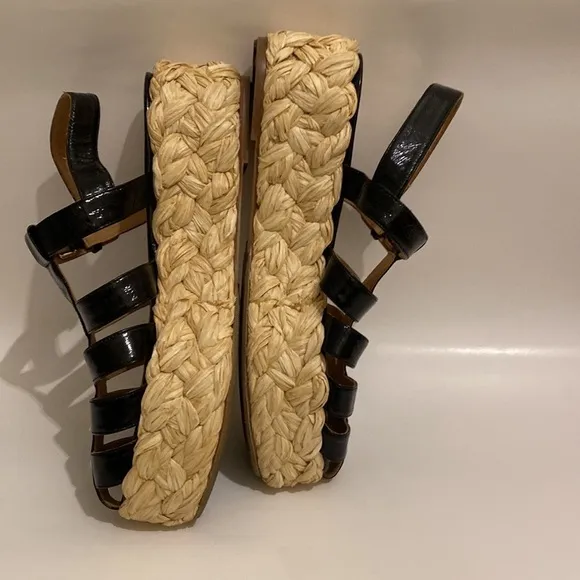Paloma Barcelona Made in Spain black espadrille platform sandals . Size 41
