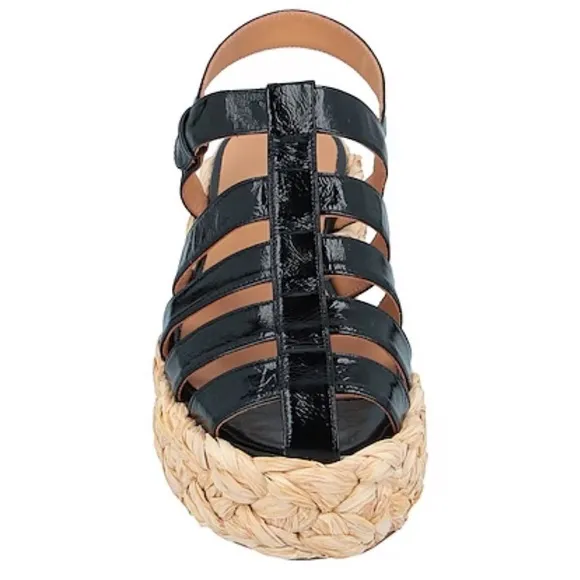 Paloma Barcelona Made in Spain black espadrille platform sandals . Size 41