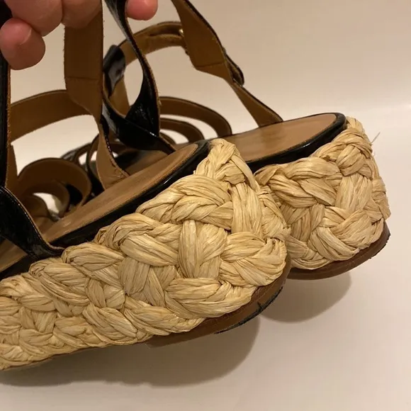 Paloma Barcelona Made in Spain black espadrille platform sandals . Size 41