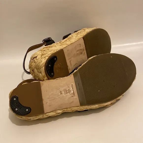 Paloma Barcelona Made in Spain black espadrille platform sandals . Size 41