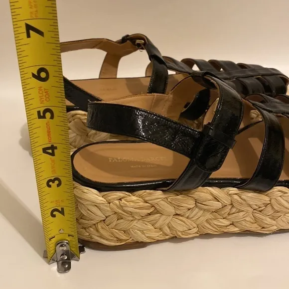 Paloma Barcelona Made in Spain black espadrille platform sandals . Size 41
