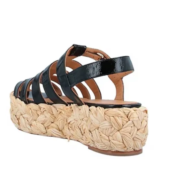 Paloma Barcelona Made in Spain black espadrille platform sandals . Size 41