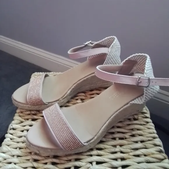 Paseart Rose Pink Espadrille Wedge Sandals - 40/9-9.5