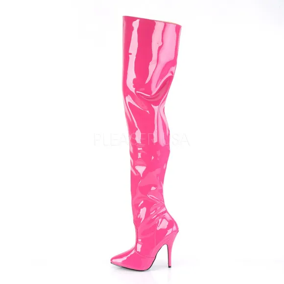 Patent Pointed Toe Heel Thigh High Boots