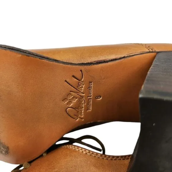 Patricia Nash Anna Block Heel Oxfords Tan Brown Leather Women's Size 6