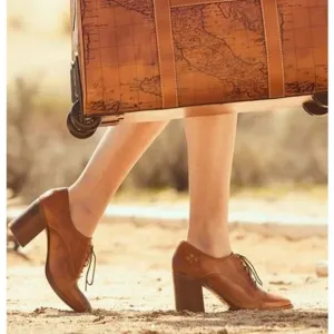 Patricia Nash Anna Block Heel Oxfords Tan Brown Leather Women's Size 6