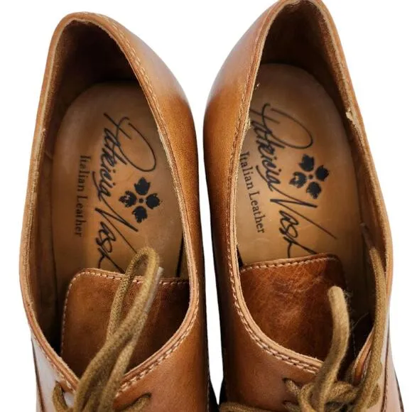 Patricia Nash Anna Block Heel Oxfords Tan Brown Leather Women's Size 6