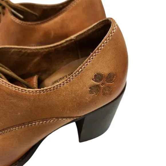 Patricia Nash Anna Block Heel Oxfords Tan Brown Leather Women's Size 6
