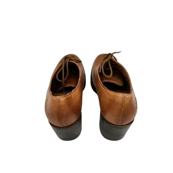 Patricia Nash Anna Block Heel Oxfords Tan Brown Leather Women's Size 6