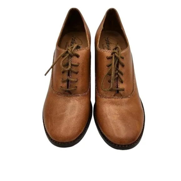 Patricia Nash Anna Block Heel Oxfords Tan Brown Leather Women's Size 6