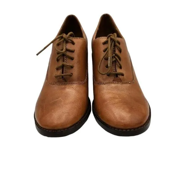 Patricia Nash Anna Block Heel Oxfords Tan Brown Leather Women's Size 6