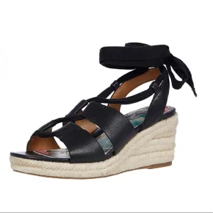 Patricia Nash Riva Wedge Sandals - Black