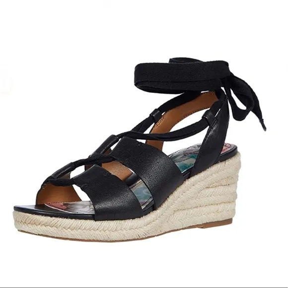 Patricia Nash Riva Wedge Sandals - Black