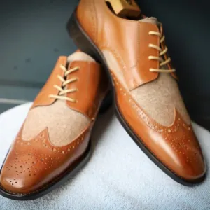 Paul Fredrick 8.5-M Cognac Spectator Oxford Mens Dress Shoes