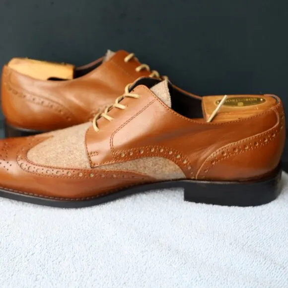 Paul Fredrick 8.5-M Cognac Spectator Oxford Mens Dress Shoes