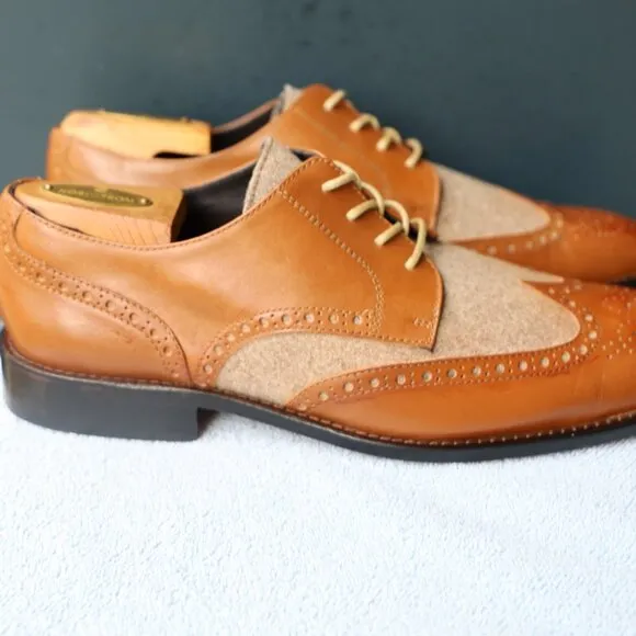 Paul Fredrick 8.5-M Cognac Spectator Oxford Mens Dress Shoes