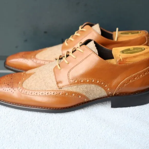 Paul Fredrick 8.5-M Cognac Spectator Oxford Mens Dress Shoes