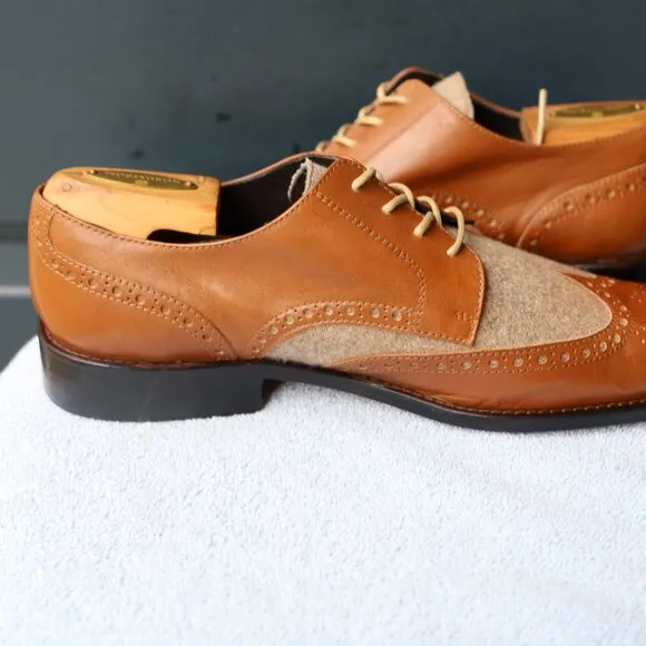 Paul Fredrick 8.5-M Cognac Spectator Oxford Mens Dress Shoes