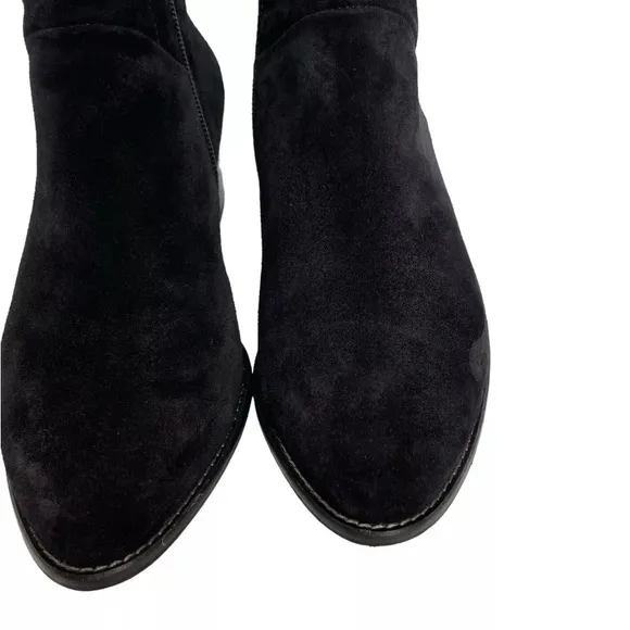 Paul Green Black Suede Ankle Boots Low Block Heel Side Zip Booties US 7 UK 4.5