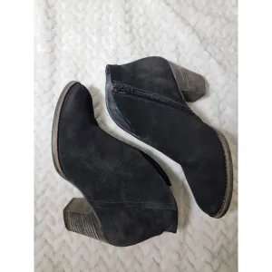 Paul Green Boots Womens 6/ 8.5 Delgado Black Burnished Suede Block Heel Bootie
