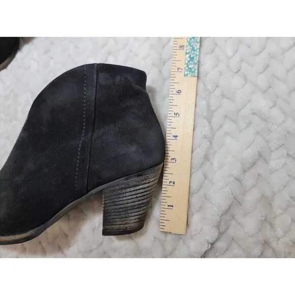 Paul Green Boots Womens 6/ 8.5 Delgado Black Burnished Suede Block Heel Bootie