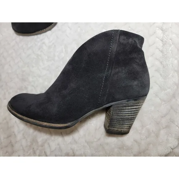 Paul Green Boots Womens 6/ 8.5 Delgado Black Burnished Suede Block Heel Bootie