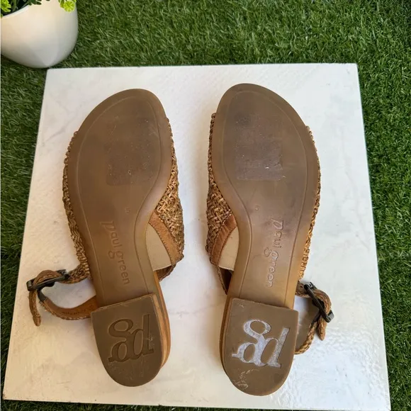 PAUL GREEN Helena espadrille sandals size 7.5 US Color Cuoio Sisal Woven leather