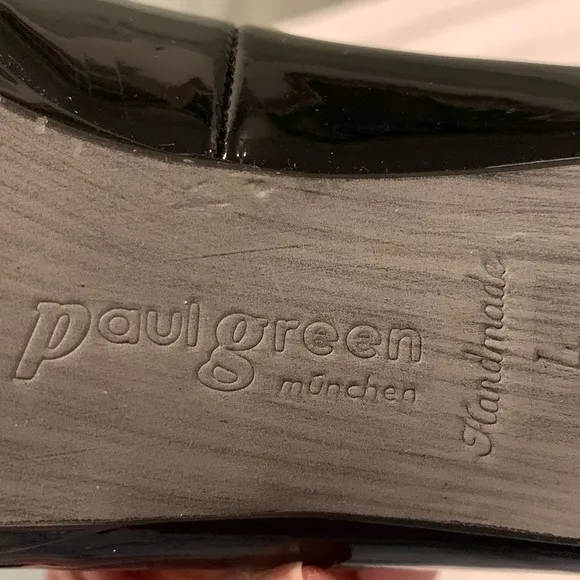 Paul Green Munchen Handmade Womens Black Patent Leather 3” heel in US 6.5 Size.