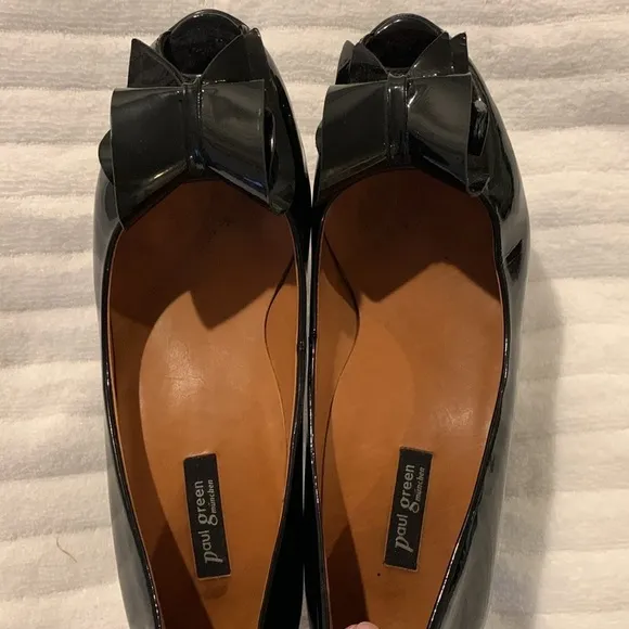 Paul Green Munchen Handmade Womens Black Patent Leather 3” heel in US 6.5 Size.