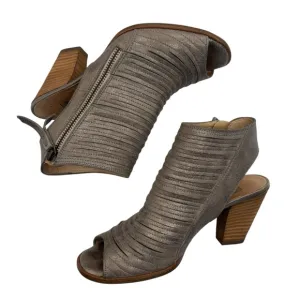 Paul Green Peep-Toe Ankle Boots leather women’s size 6 CAYANNE metallic