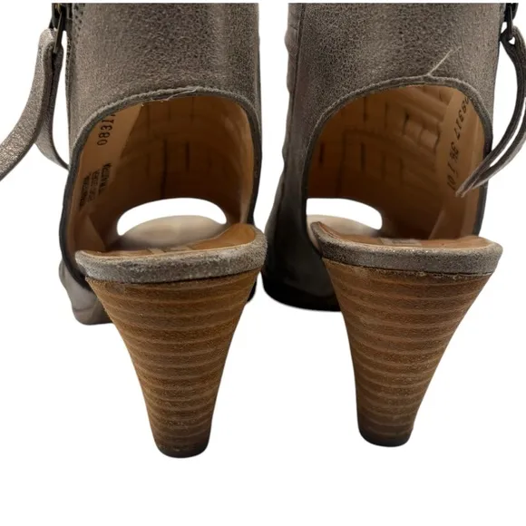 Paul Green Peep-Toe Ankle Boots leather women’s size 6 CAYANNE metallic