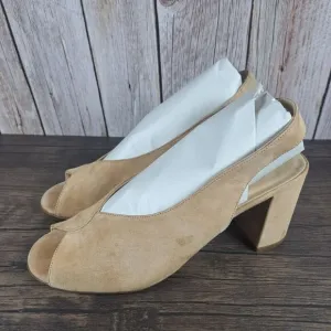 Paul Green Peep Toe Slingback Suede Block Heel Pump Sandals Women's Sz 8 UK 5.5