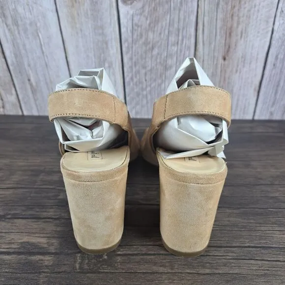 Paul Green Peep Toe Slingback Suede Block Heel Pump Sandals Women's Sz 8 UK 5.5