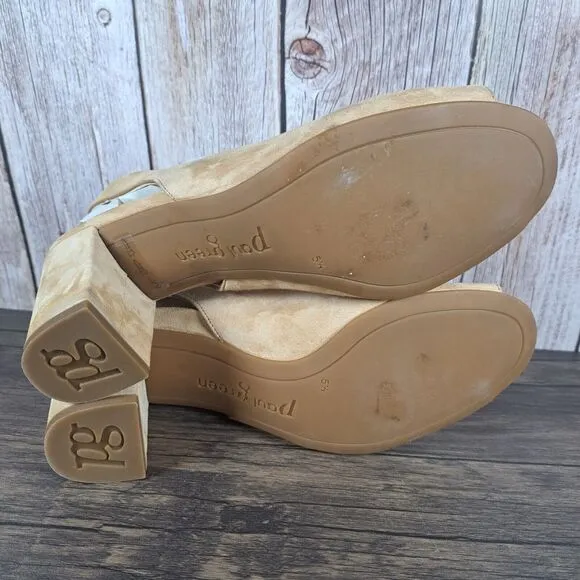 Paul Green Peep Toe Slingback Suede Block Heel Pump Sandals Women's Sz 8 UK 5.5