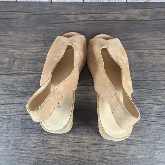 Paul Green Peep Toe Slingback Suede Block Heel Pump Sandals Women's Sz 8 UK 5.5