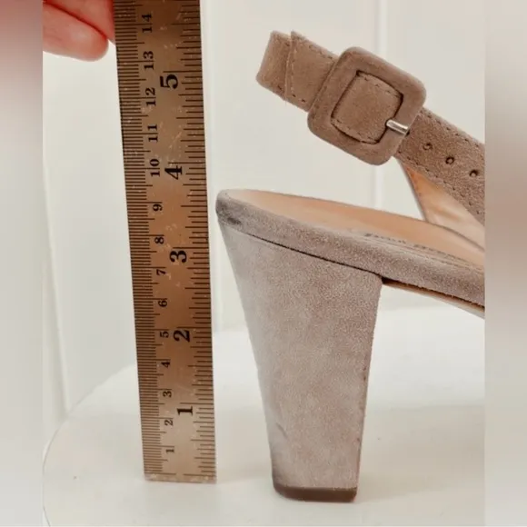 Paul Green Suede Bow Peep Toe Pump Heel Women 8 Neutral Beige