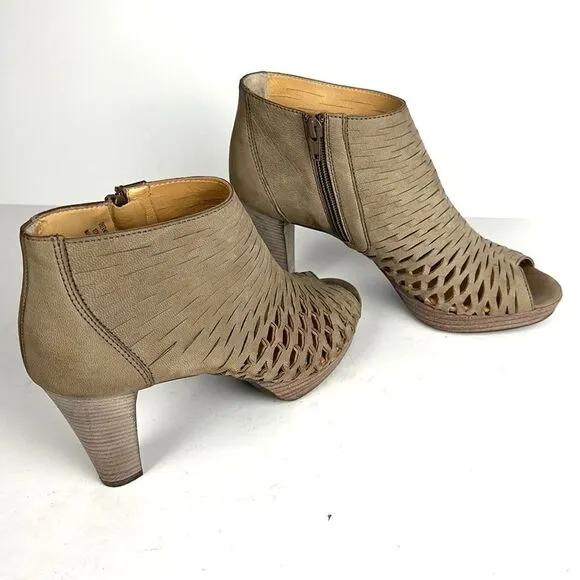 Paul Green Tacey Metallic Peep Toe Platform Bootie’s Perforated High Heel US 8