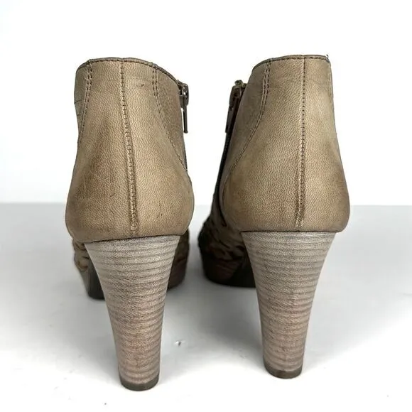 Paul Green Tacey Metallic Peep Toe Platform Bootie’s Perforated High Heel US 8