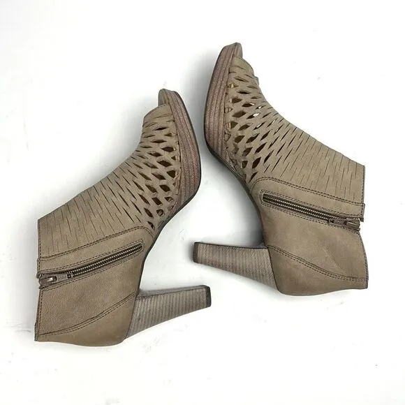 Paul Green Tacey Metallic Peep Toe Platform Bootie’s Perforated High Heel US 8
