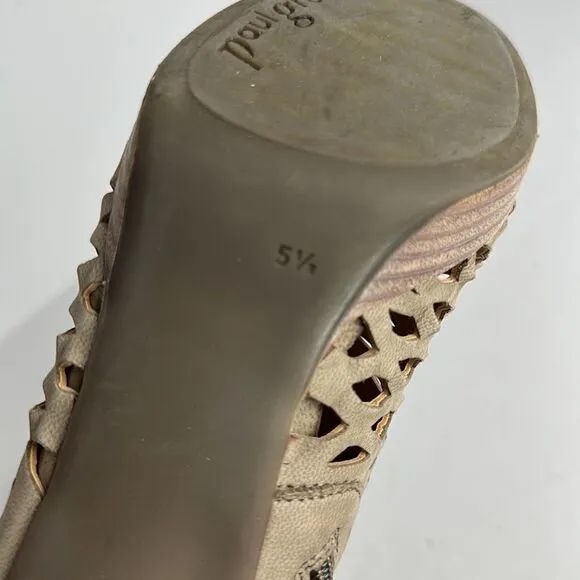 Paul Green Tacey Metallic Peep Toe Platform Bootie’s Perforated High Heel US 8