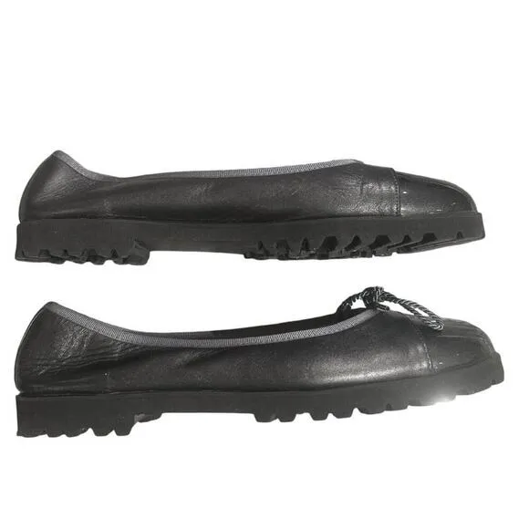 Paul Mayer Bravo Lug Ballet Flat Chunky Heel Patent Calf Leather Moss Green 9.5B