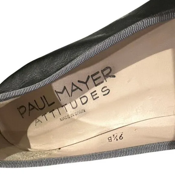 Paul Mayer Bravo Lug Ballet Flat Chunky Heel Patent Calf Leather Moss Green 9.5B