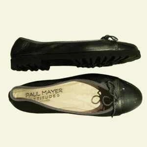 Paul Mayer Bravo Lug Ballet Flat Chunky Heel Patent Calf Leather Moss Green 9.5B