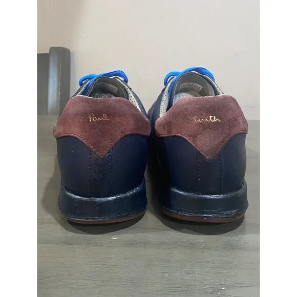 PAUL SMITH Leather Low Top Oxford Sneaker Shoes Blue Men's Sz US 9 UK 8 Stripes
