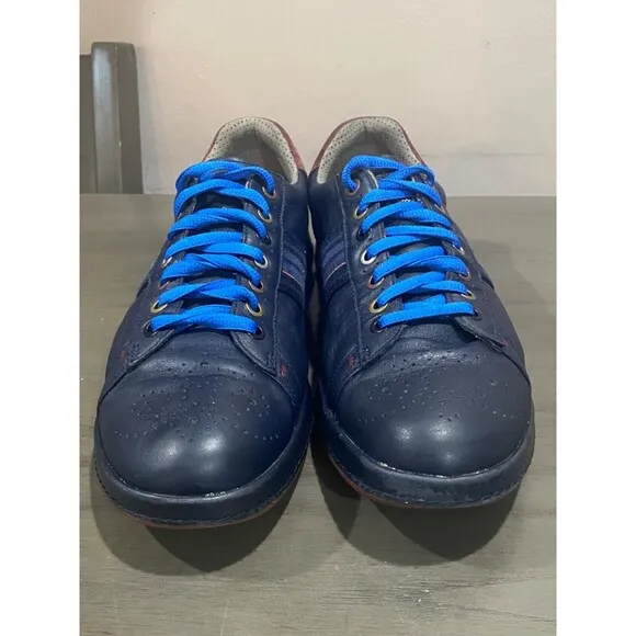 PAUL SMITH Leather Low Top Oxford Sneaker Shoes Blue Men's Sz US 9 UK 8 Stripes