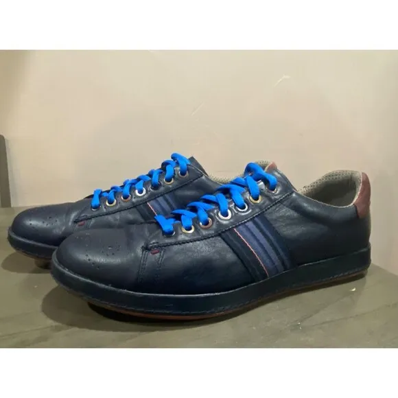 PAUL SMITH Leather Low Top Oxford Sneaker Shoes Blue Men's Sz US 9 UK 8 Stripes