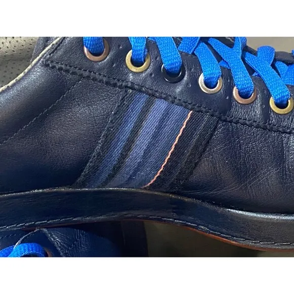 PAUL SMITH Leather Low Top Oxford Sneaker Shoes Blue Men's Sz US 9 UK 8 Stripes