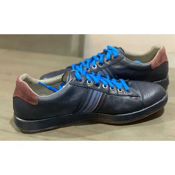 PAUL SMITH Leather Low Top Oxford Sneaker Shoes Blue Men's Sz US 9 UK 8 Stripes